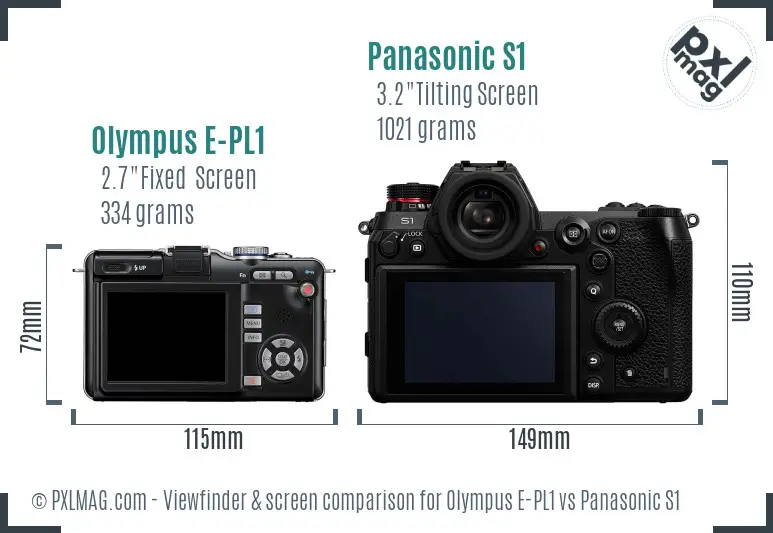 Olympus E-PL1 vs Panasonic S1 Screen and Viewfinder comparison