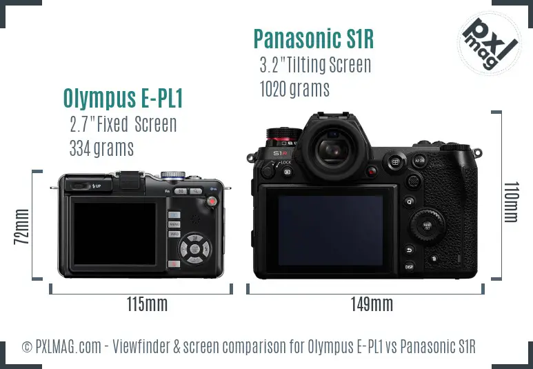 Olympus E-PL1 vs Panasonic S1R Screen and Viewfinder comparison