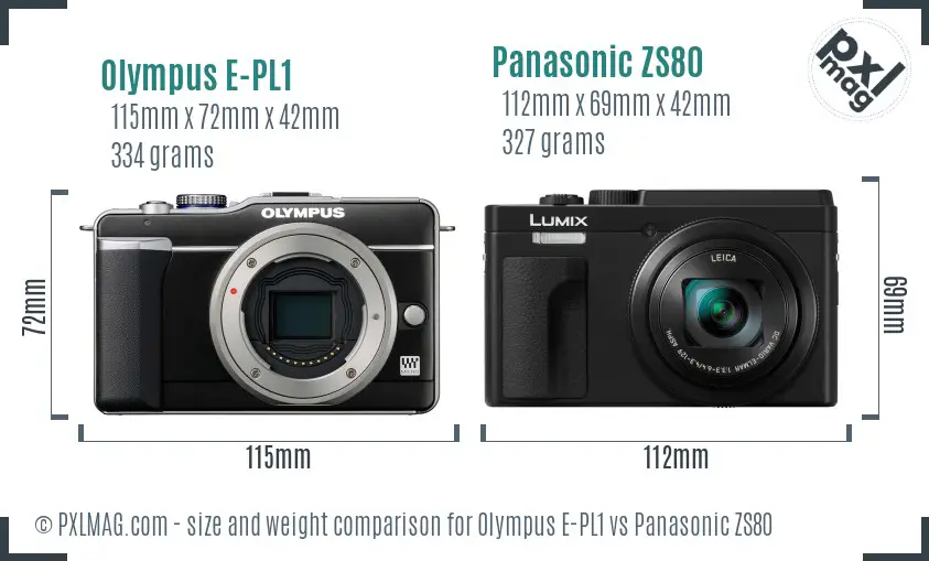 Olympus E-PL1 vs Panasonic ZS80 size comparison