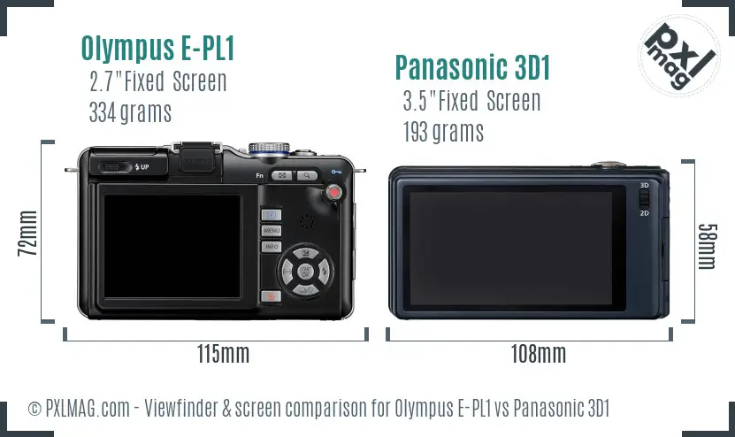 Olympus E-PL1 vs Panasonic 3D1 Screen and Viewfinder comparison