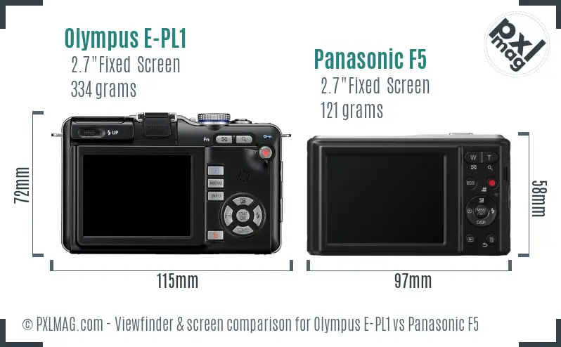 Olympus E-PL1 vs Panasonic F5 Screen and Viewfinder comparison
