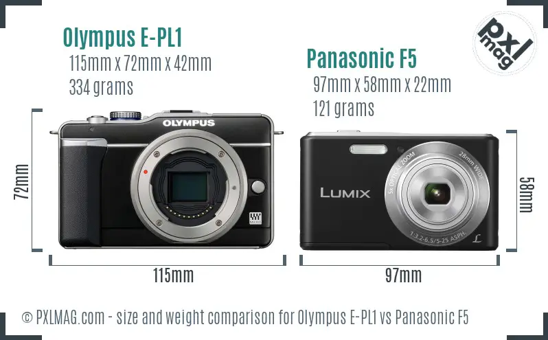 Olympus E-PL1 vs Panasonic F5 size comparison