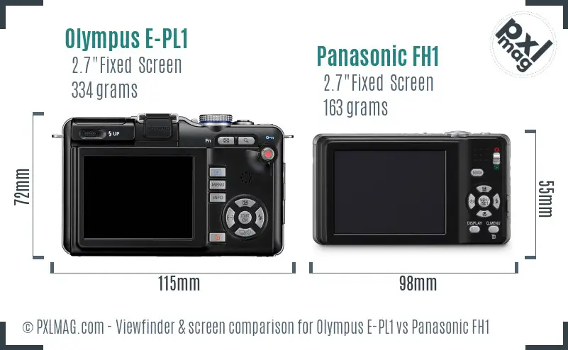 Olympus E-PL1 vs Panasonic FH1 Screen and Viewfinder comparison