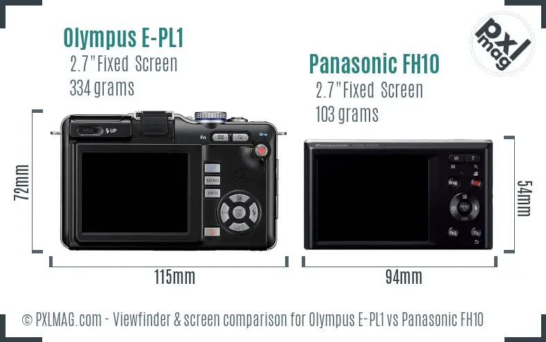 Olympus E-PL1 vs Panasonic FH10 Screen and Viewfinder comparison