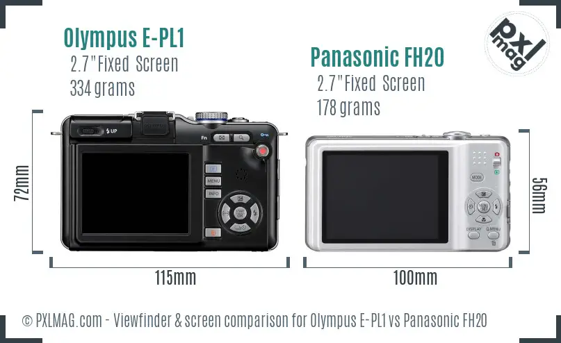 Olympus E-PL1 vs Panasonic FH20 Screen and Viewfinder comparison