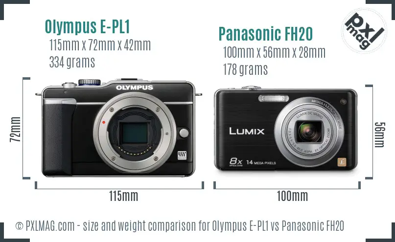 Olympus E-PL1 vs Panasonic FH20 size comparison