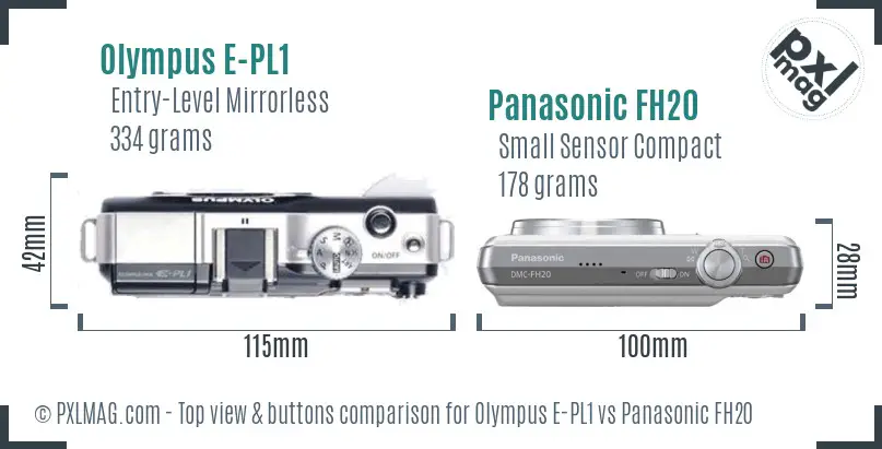 Olympus E-PL1 vs Panasonic FH20 top view buttons comparison