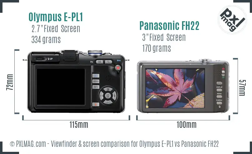 Olympus E-PL1 vs Panasonic FH22 Screen and Viewfinder comparison