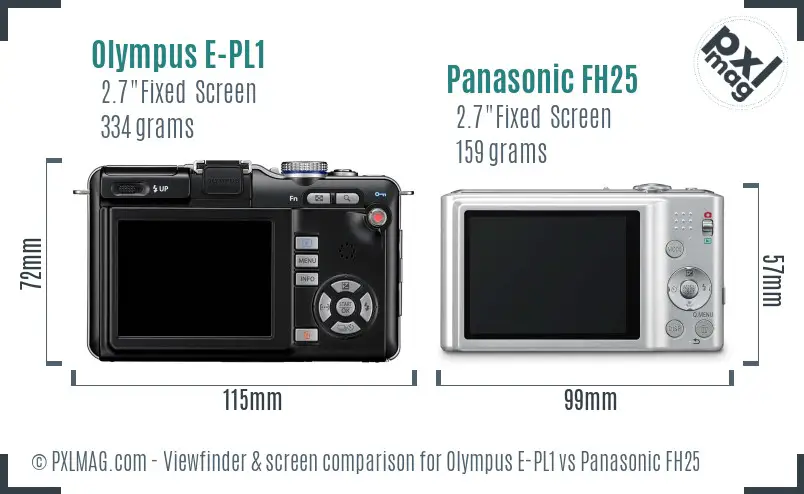 Olympus E-PL1 vs Panasonic FH25 Screen and Viewfinder comparison