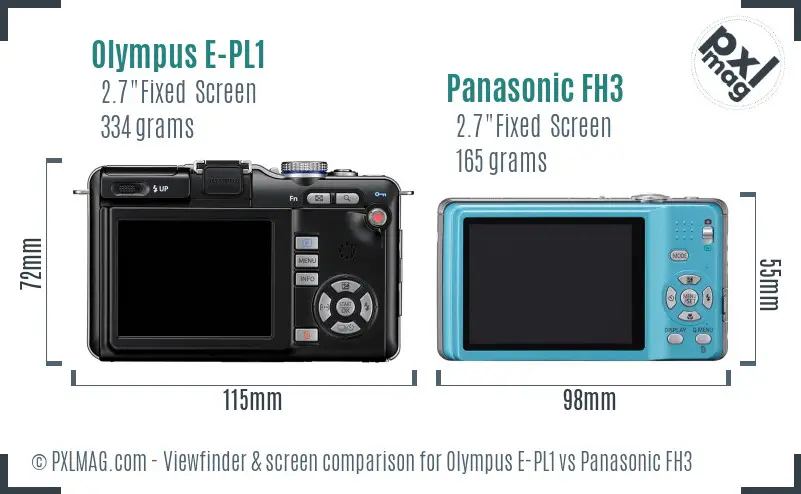 Olympus E-PL1 vs Panasonic FH3 Screen and Viewfinder comparison