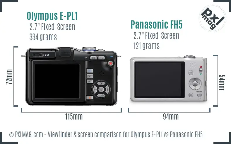 Olympus E-PL1 vs Panasonic FH5 Screen and Viewfinder comparison