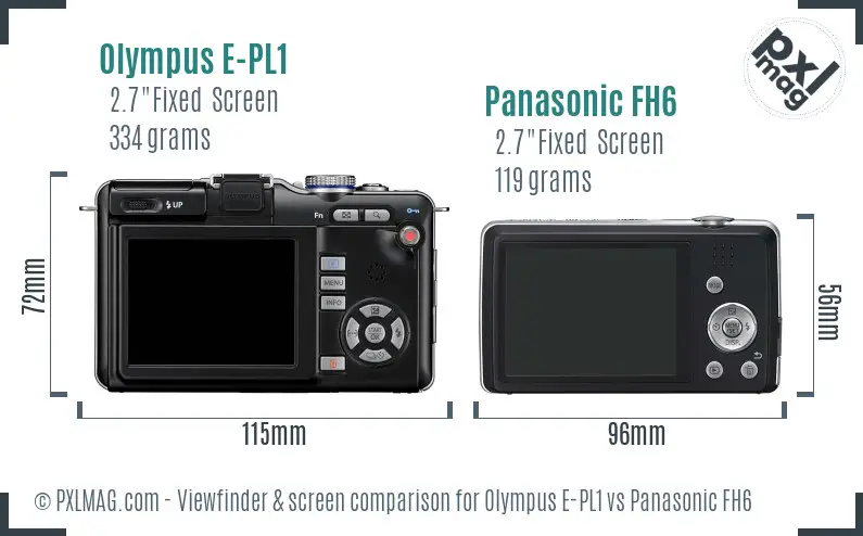Olympus E-PL1 vs Panasonic FH6 Screen and Viewfinder comparison