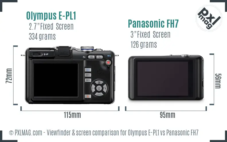 Olympus E-PL1 vs Panasonic FH7 Screen and Viewfinder comparison
