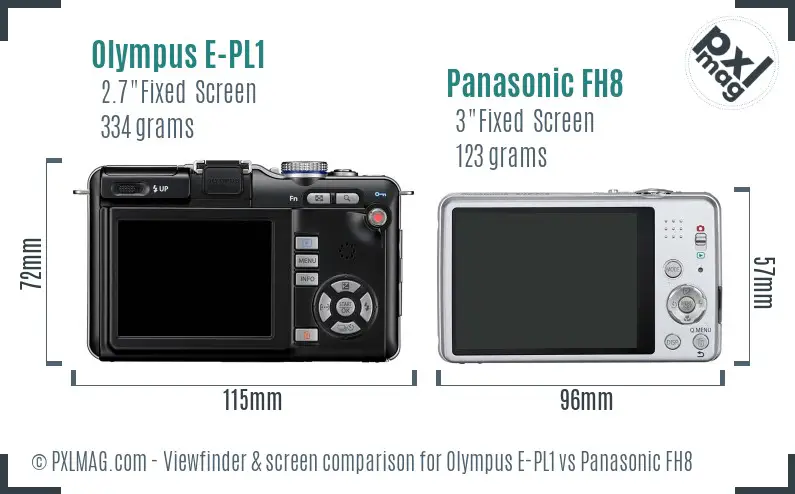 Olympus E-PL1 vs Panasonic FH8 Screen and Viewfinder comparison