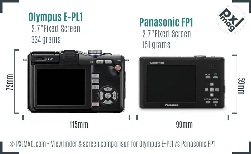 Olympus E-PL1 vs Panasonic FP1 Screen and Viewfinder comparison