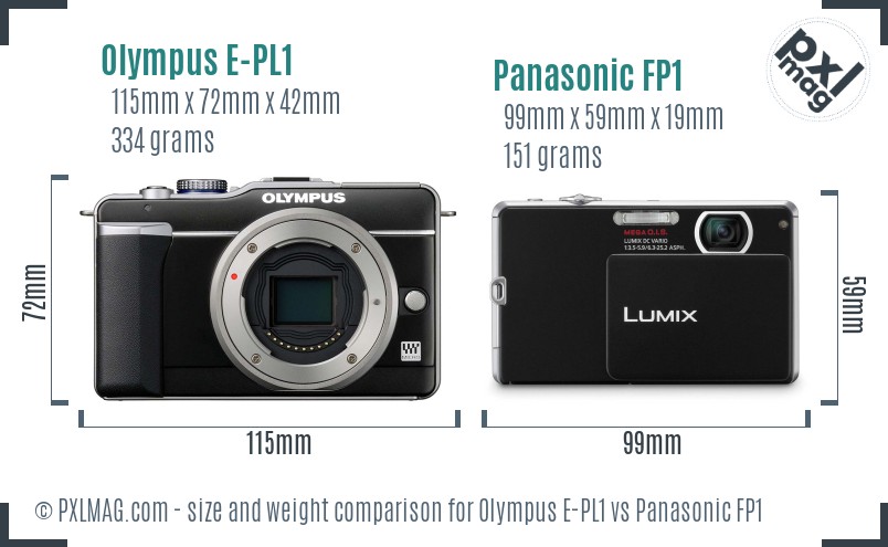 Olympus E-PL1 vs Panasonic FP1 size comparison