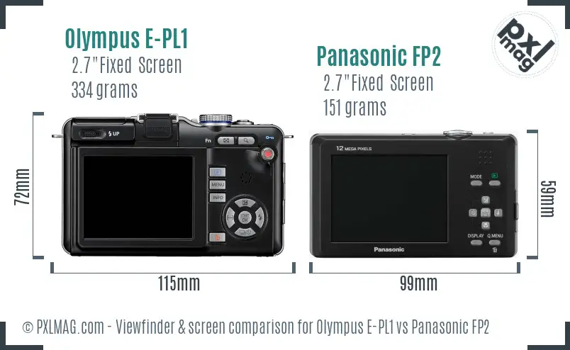 Olympus E-PL1 vs Panasonic FP2 Screen and Viewfinder comparison