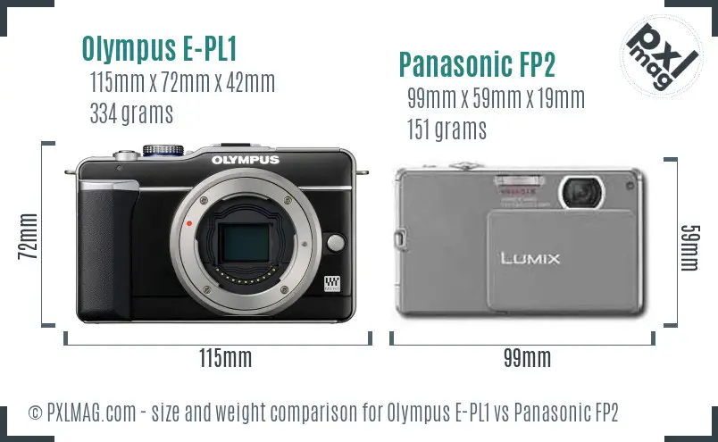 Olympus E-PL1 vs Panasonic FP2 size comparison