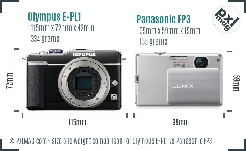Olympus E-PL1 vs Panasonic FP3 size comparison