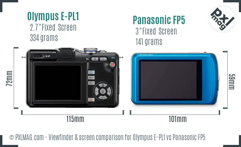 Olympus E-PL1 vs Panasonic FP5 Screen and Viewfinder comparison