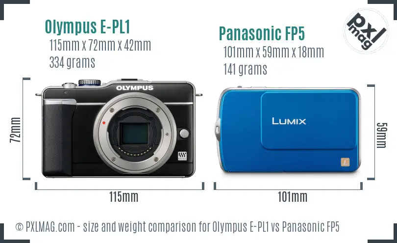 Olympus E-PL1 vs Panasonic FP5 size comparison