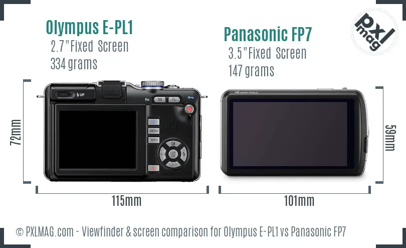 Olympus E-PL1 vs Panasonic FP7 Screen and Viewfinder comparison