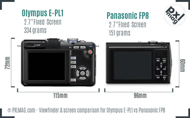 Olympus E-PL1 vs Panasonic FP8 Screen and Viewfinder comparison