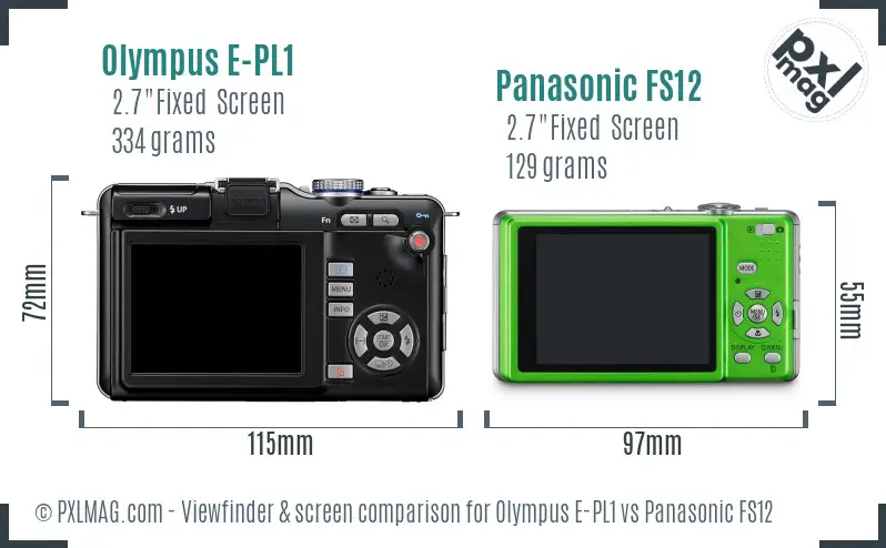 Olympus E-PL1 vs Panasonic FS12 Screen and Viewfinder comparison