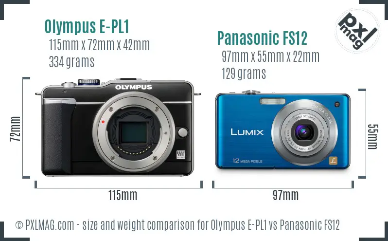 Olympus E-PL1 vs Panasonic FS12 size comparison