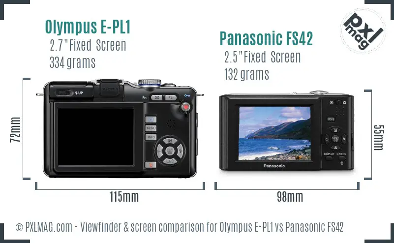 Olympus E-PL1 vs Panasonic FS42 Screen and Viewfinder comparison