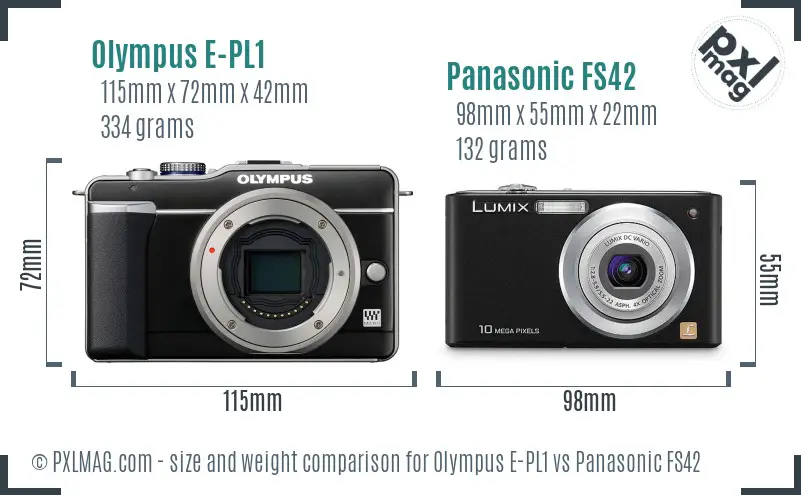 Olympus E-PL1 vs Panasonic FS42 size comparison