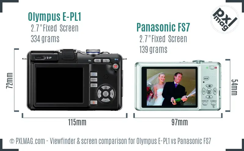 Olympus E-PL1 vs Panasonic FS7 Screen and Viewfinder comparison