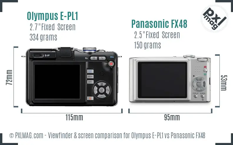 Olympus E-PL1 vs Panasonic FX48 Screen and Viewfinder comparison