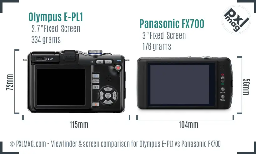 Olympus E-PL1 vs Panasonic FX700 Screen and Viewfinder comparison