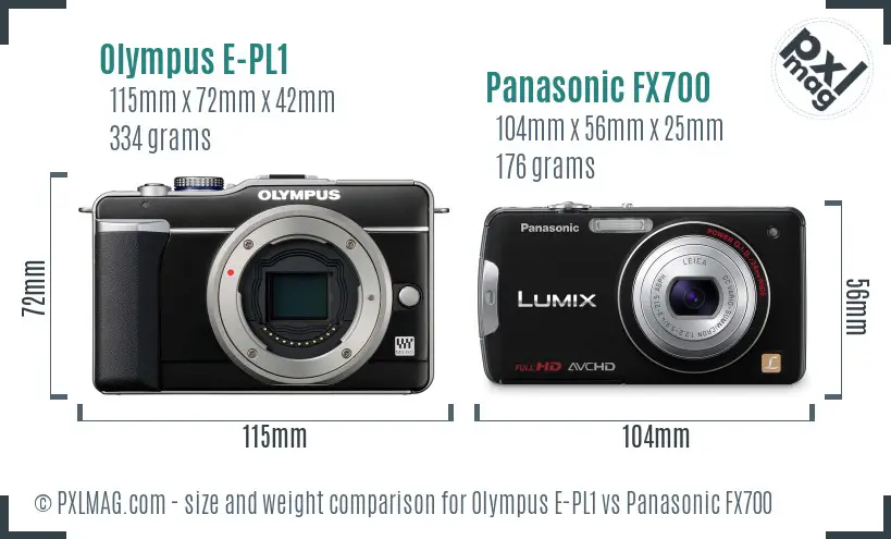 Olympus E-PL1 vs Panasonic FX700 size comparison