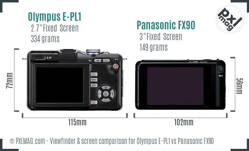 Olympus E-PL1 vs Panasonic FX90 Screen and Viewfinder comparison