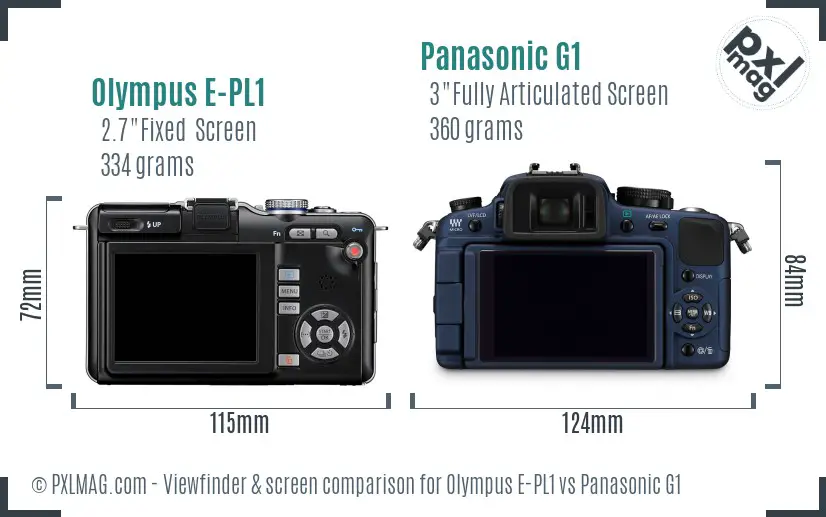 Olympus E-PL1 vs Panasonic G1 Screen and Viewfinder comparison