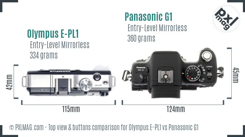Olympus E-PL1 vs Panasonic G1 top view buttons comparison
