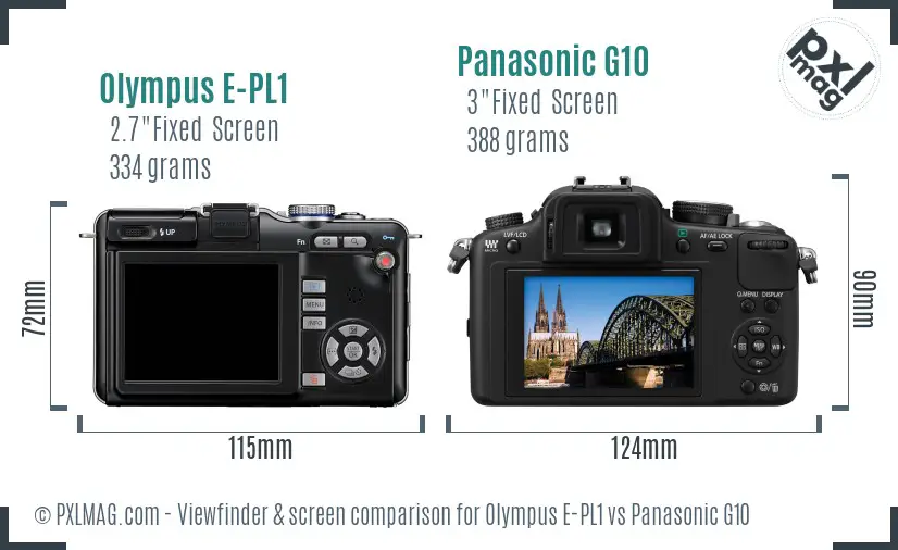 Olympus E-PL1 vs Panasonic G10 Screen and Viewfinder comparison