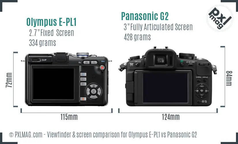 Olympus E-PL1 vs Panasonic G2 Screen and Viewfinder comparison