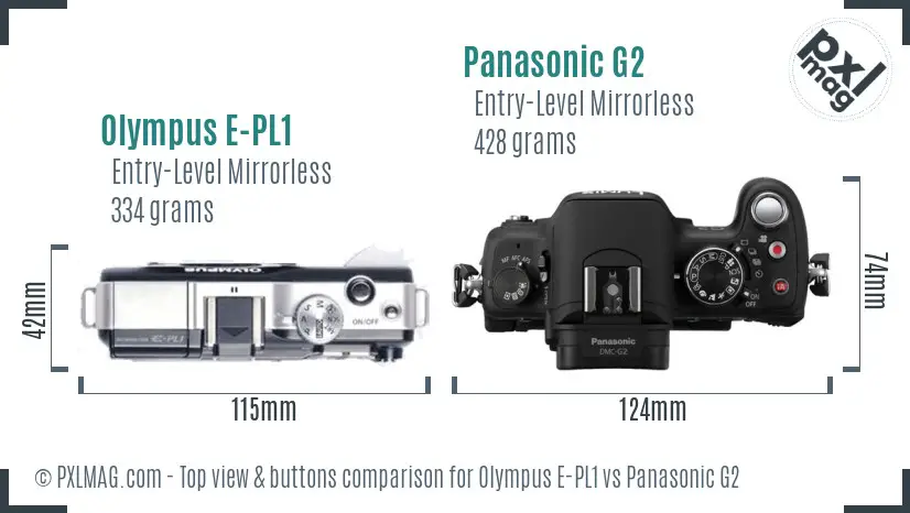 Olympus E-PL1 vs Panasonic G2 top view buttons comparison