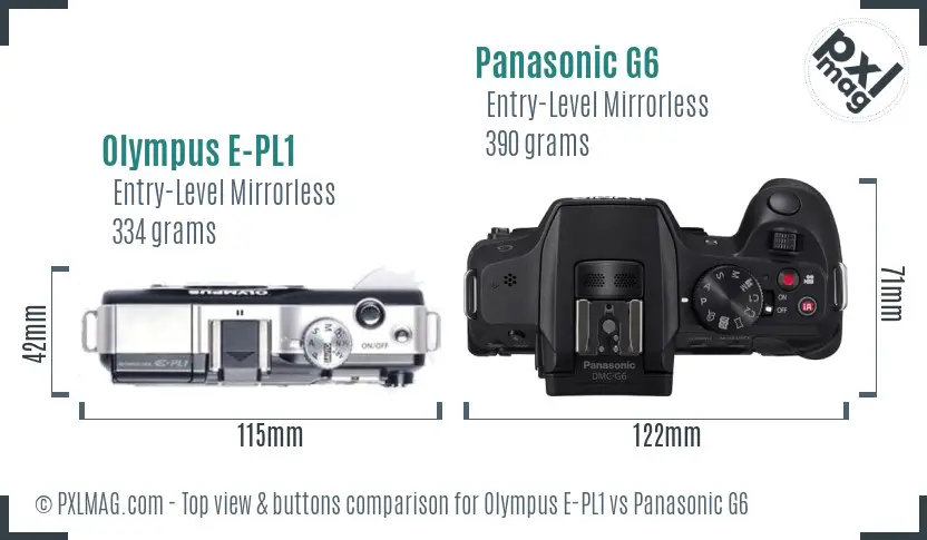 Olympus E-PL1 vs Panasonic G6 top view buttons comparison