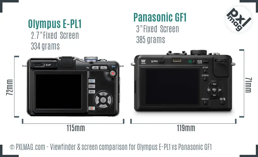 Olympus E-PL1 vs Panasonic GF1 Screen and Viewfinder comparison
