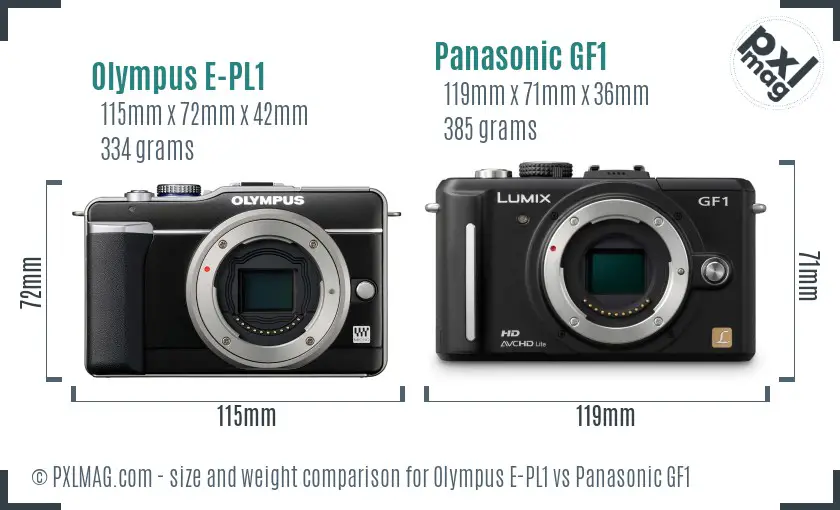 Olympus E-PL1 vs Panasonic GF1 size comparison