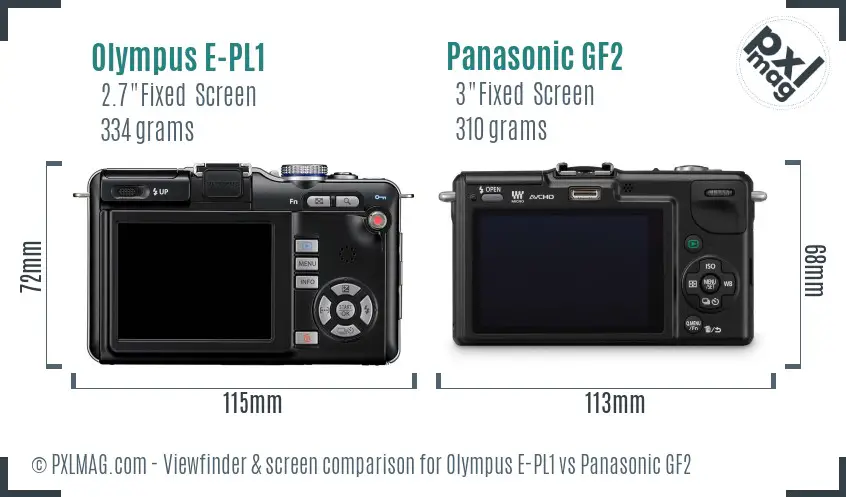 Olympus E-PL1 vs Panasonic GF2 Screen and Viewfinder comparison