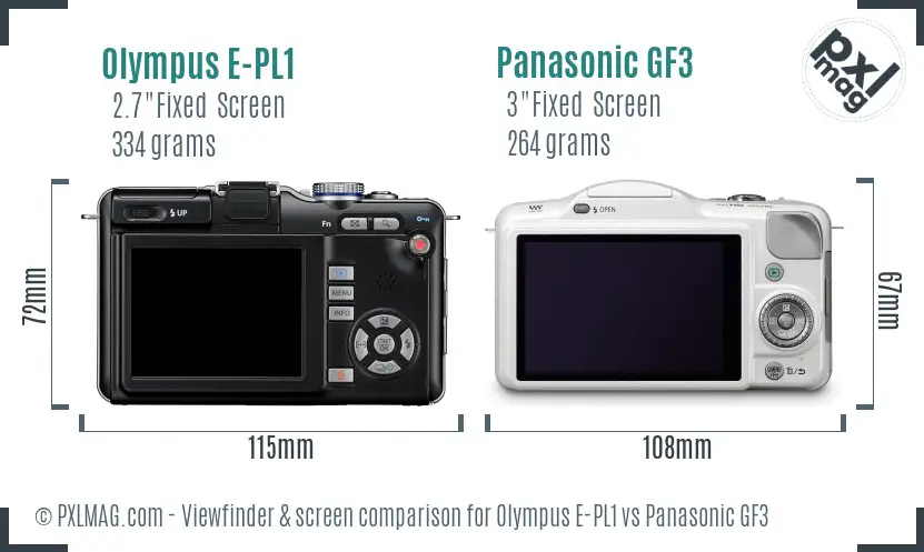 Olympus E-PL1 vs Panasonic GF3 Screen and Viewfinder comparison
