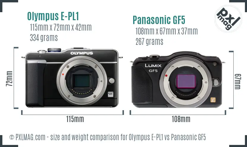 Olympus E-PL1 vs Panasonic GF5 size comparison