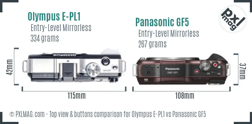 Olympus E-PL1 vs Panasonic GF5 top view buttons comparison