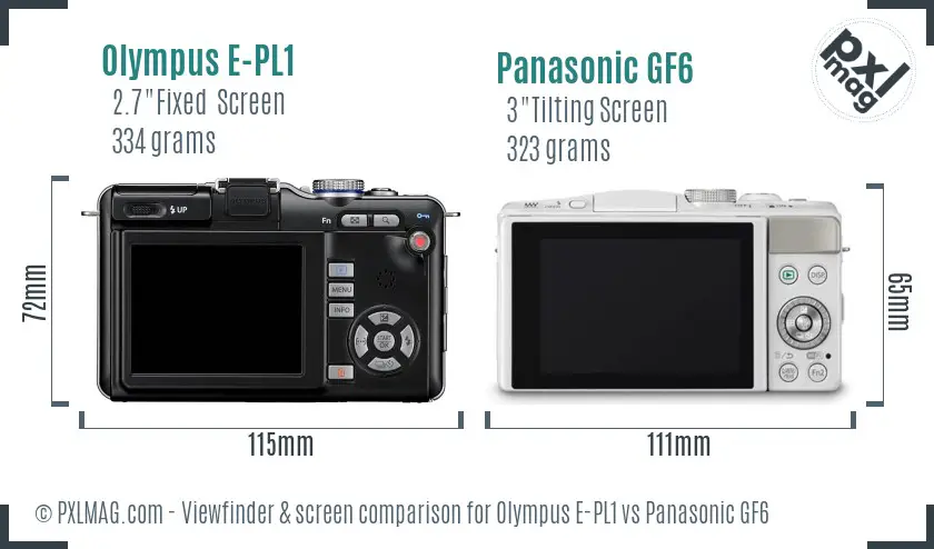 Olympus E-PL1 vs Panasonic GF6 Screen and Viewfinder comparison