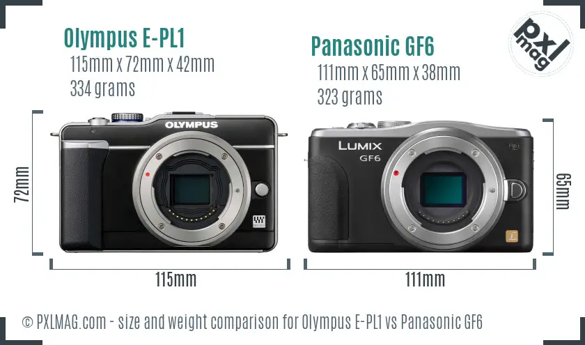 Olympus E-PL1 vs Panasonic GF6 size comparison